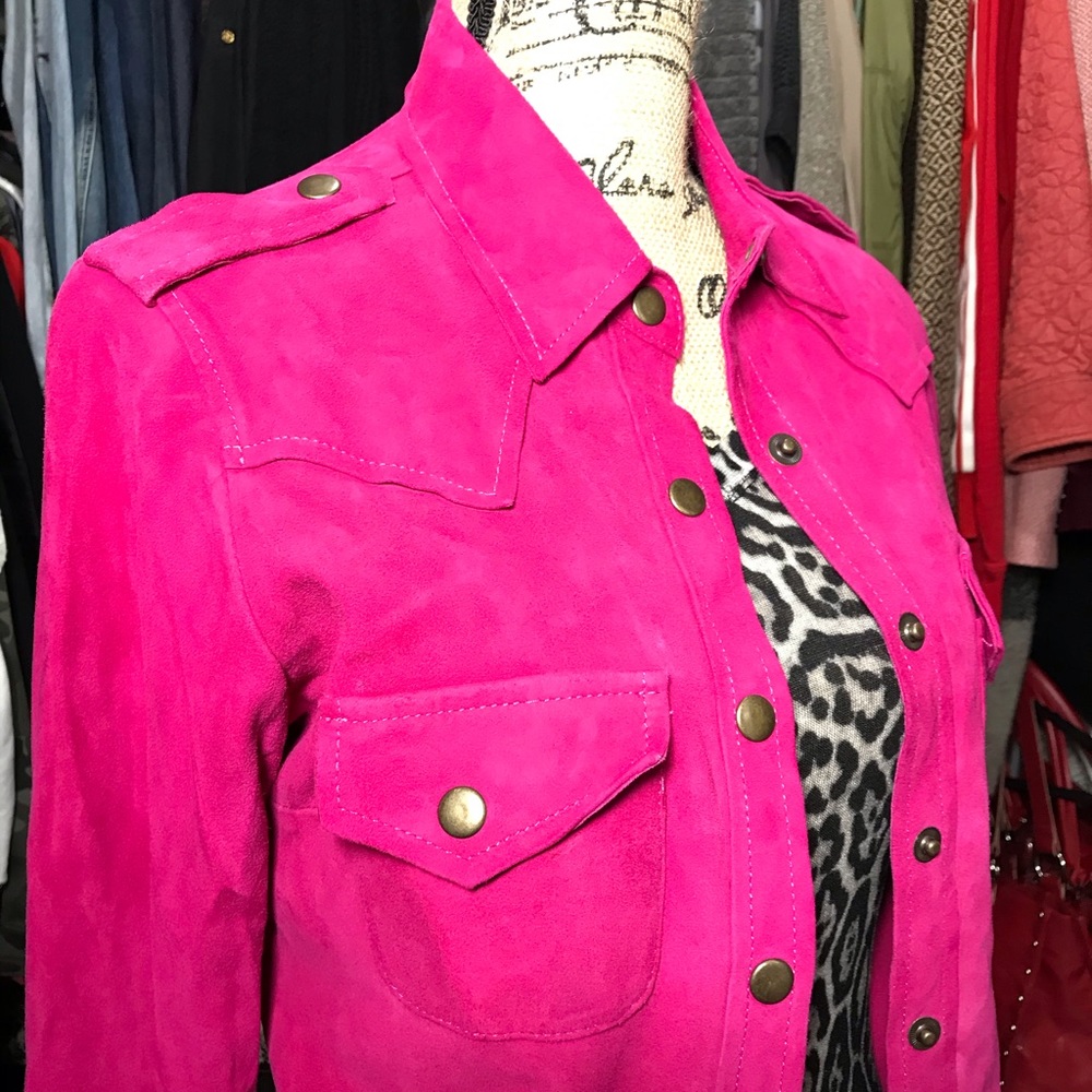 DISEÑO+CUERO HotPink Suede Leather Shirt